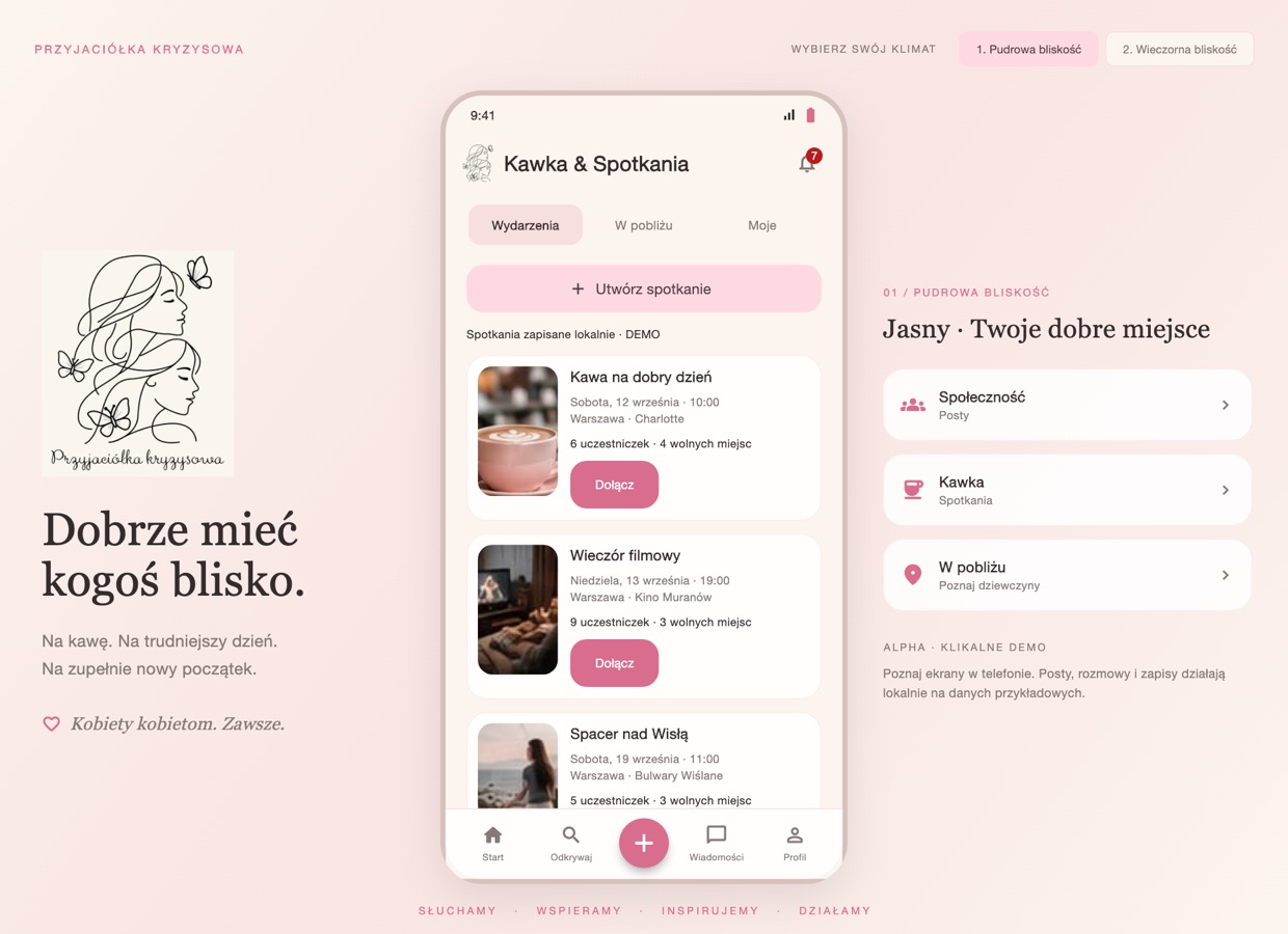 Podgląd listy spotkań w aplikacji